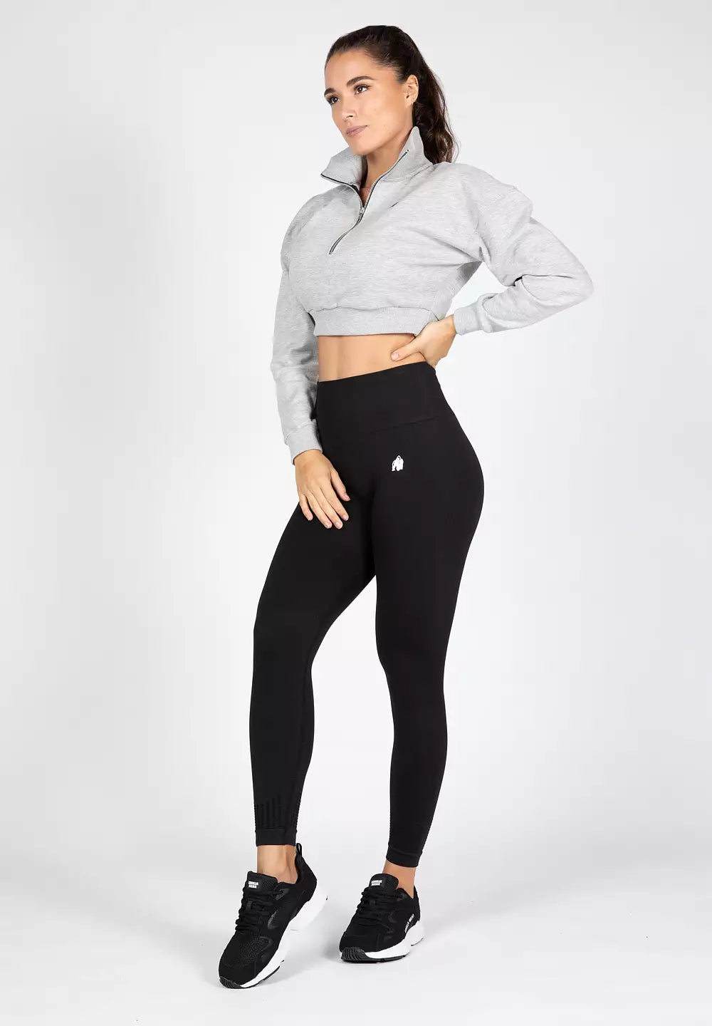 Gorilla Wear Ocala Cropped Half-Zip Sweatshirt, Grey
