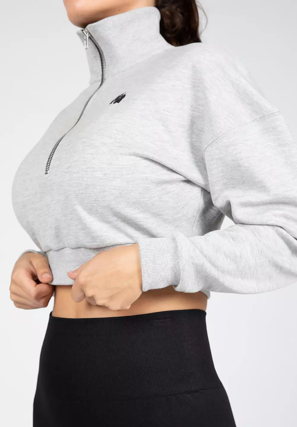 Gorilla Wear Ocala Cropped Half-Zip Sweatshirt, Grey