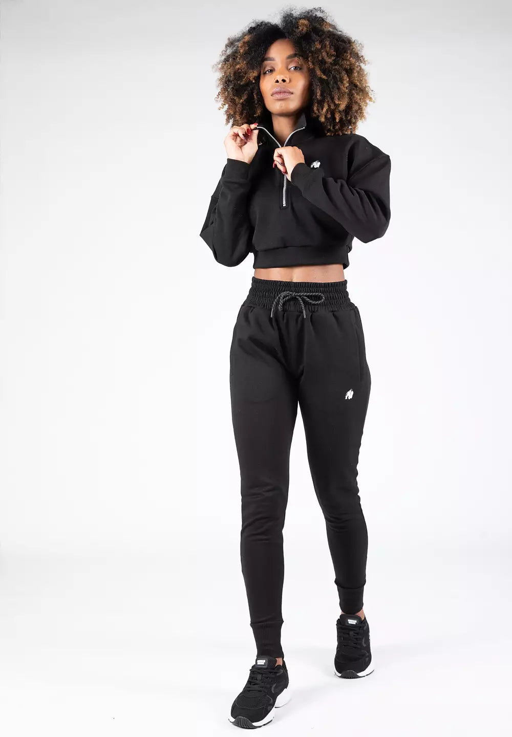 Gorilla Wear Ocala Cropped Half-Zip Sweatshirt, Black