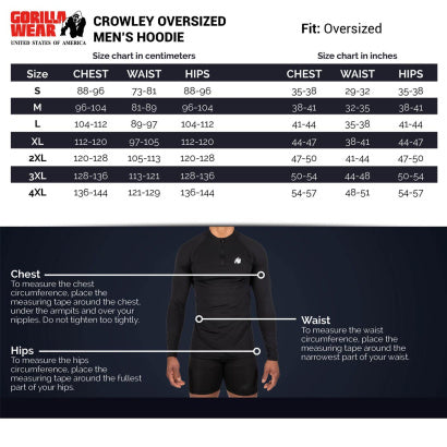 INTE INNE! Gorilla Wear Crowley Oversized Men's Hoodie, Svart