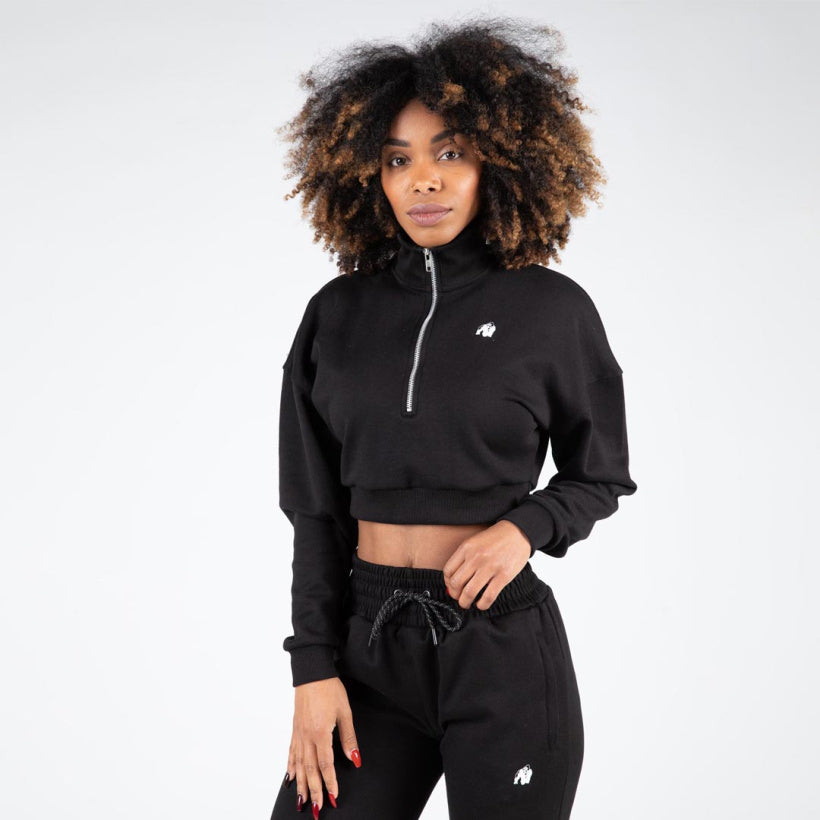 Gorilla Wear Ocala Cropped Half-Zip Sweatshirt, Black