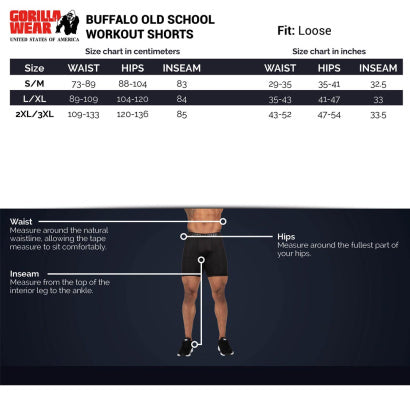 Gorilla Wear Buffalo Old School Workout Shorts, Black/Grey