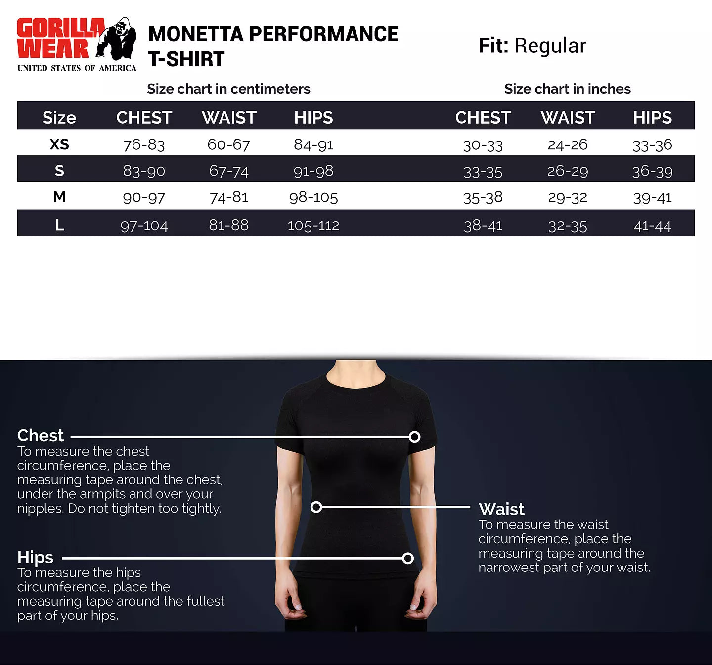 Gorilla Wear Monetta Performance T-Shirt, Grey Melange/Black