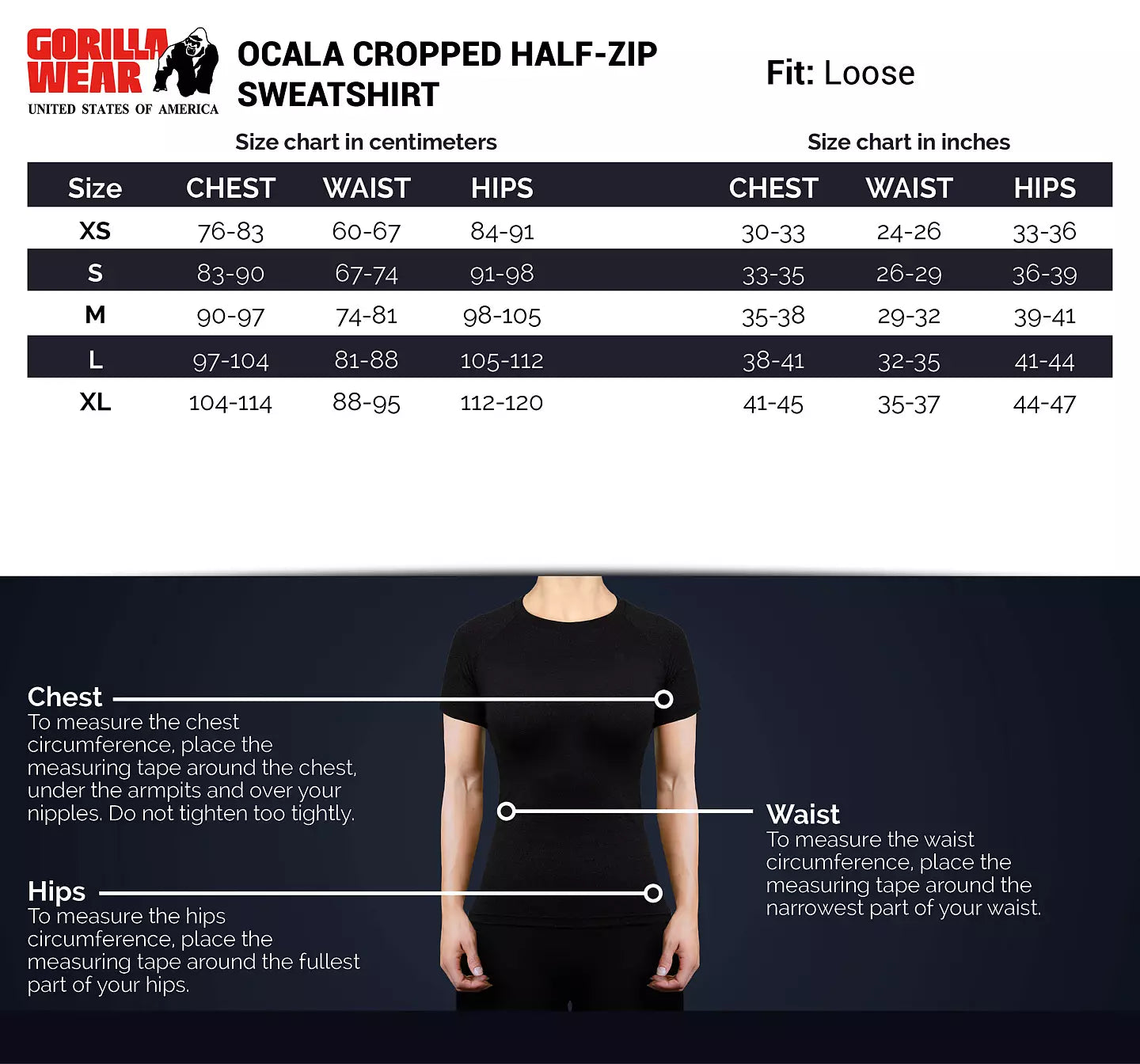 Gorilla Wear Ocala Cropped Half-Zip Sweatshirt, Black