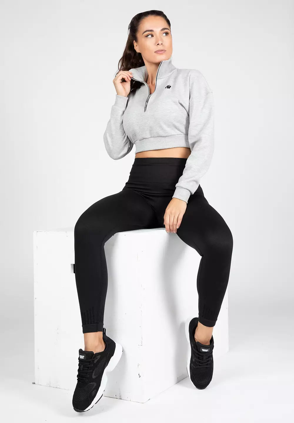 Gorilla Wear Ocala Cropped Half-Zip Sweatshirt, Grey