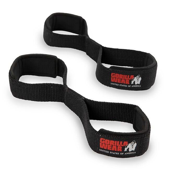 INTE INNE! Gorilla Wear Figure 8 Lifting Straps, Svart