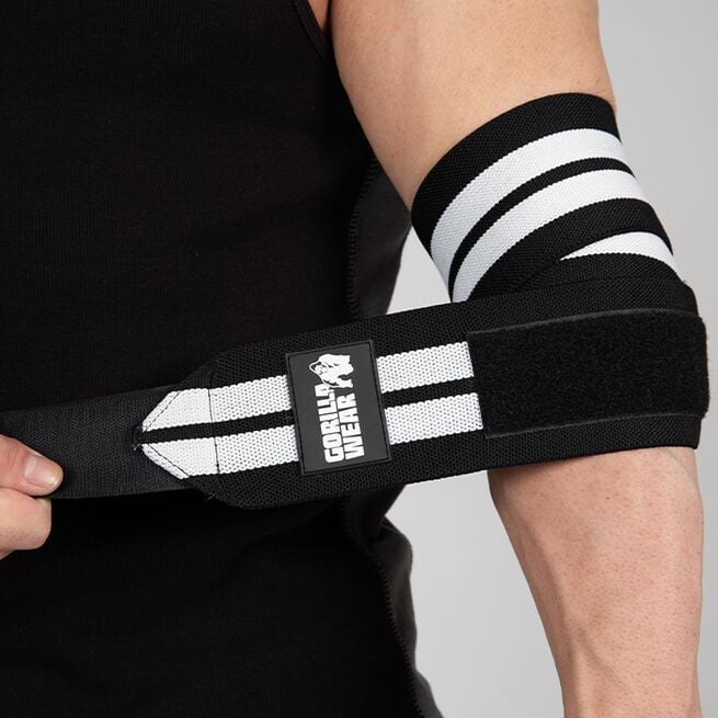 INTE INNE! Gorilla Wear Elbow Wraps 1,2 m Svart/Vit