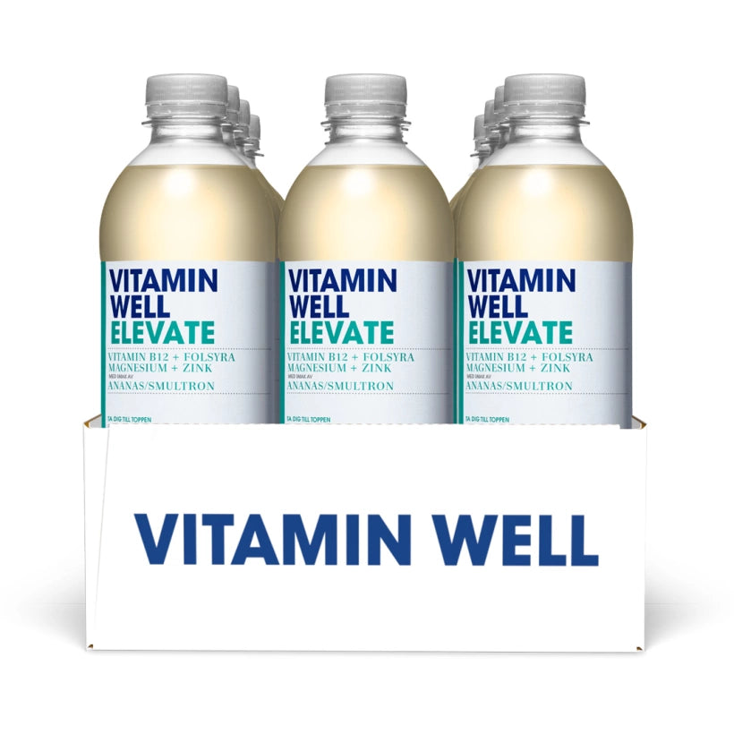 12 x Vitamin Well 500 ml Elevate Ananas Smultron