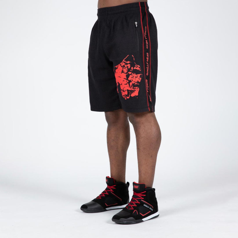Gorilla Wear Buffalo Old School Workout Shorts, Black/Red